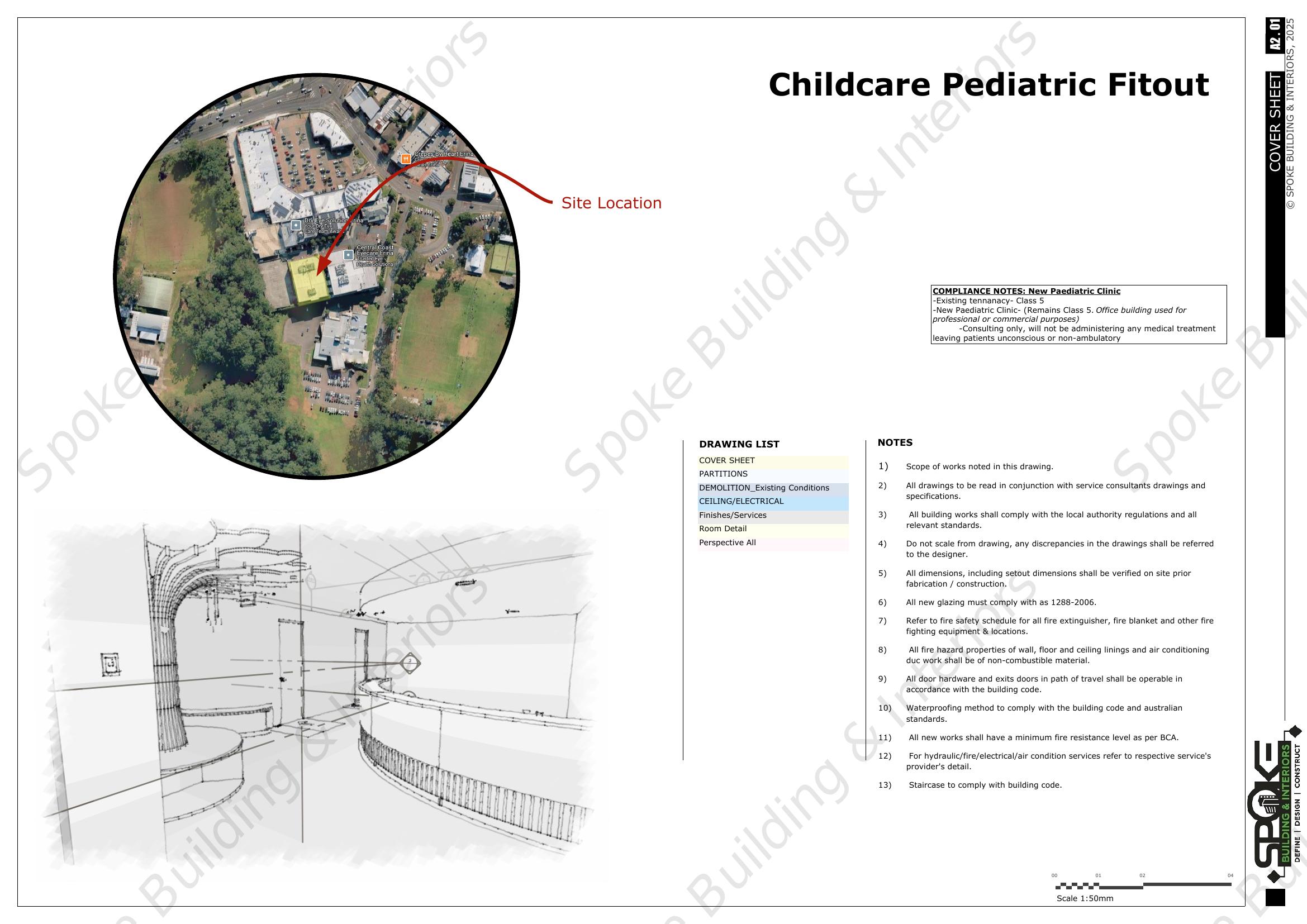 Erina Childcare Pediatric Fitout drawing cover page