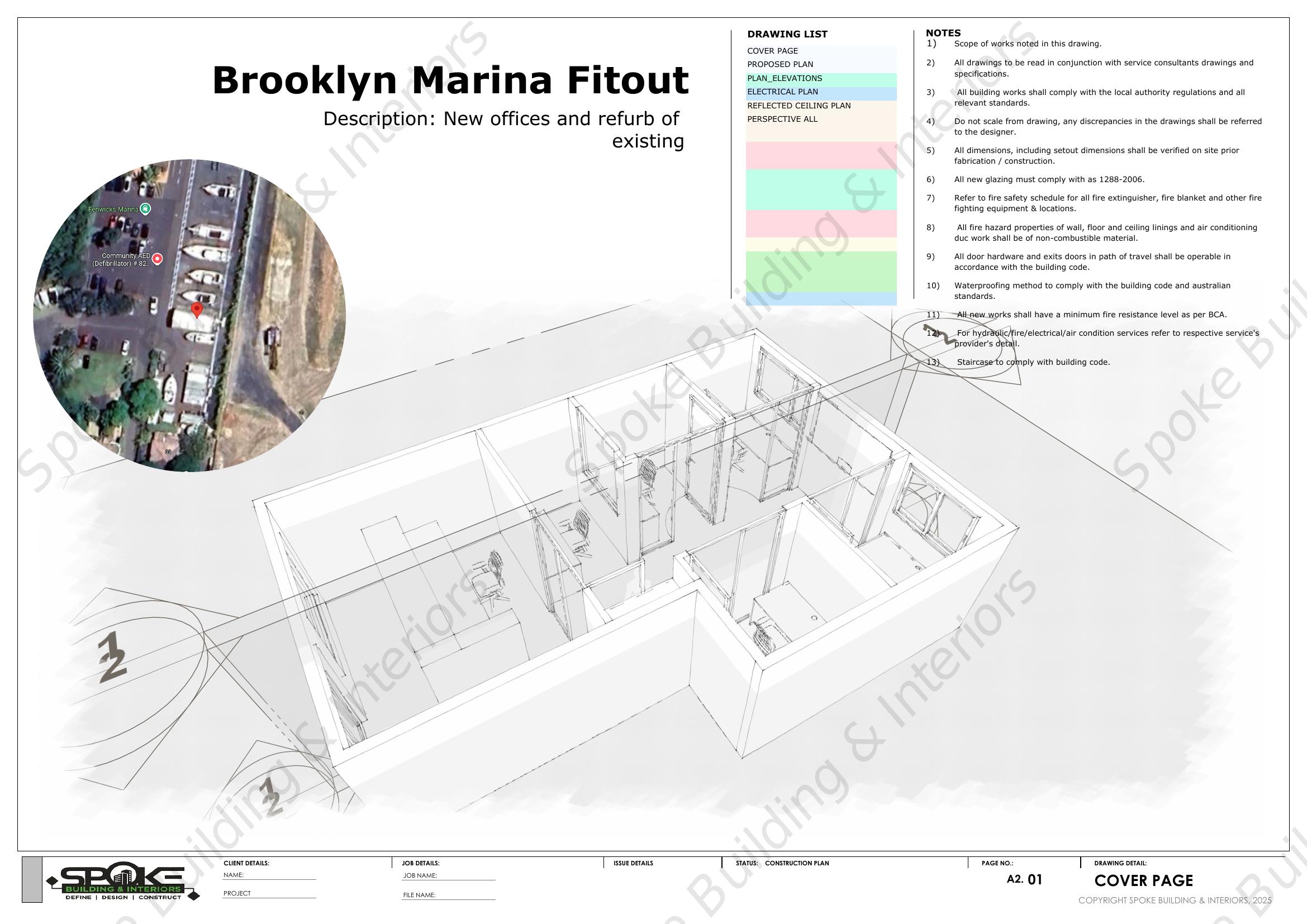 Brooklyn Marina Fitout drawing cover page
